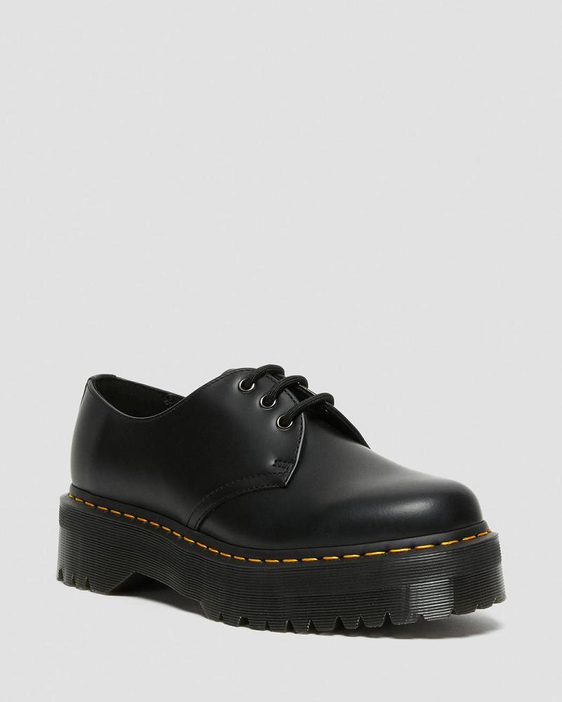 Black Women\'s Dr Martens 1461 Smooth Leather Platform Shoes | CA 390DFM